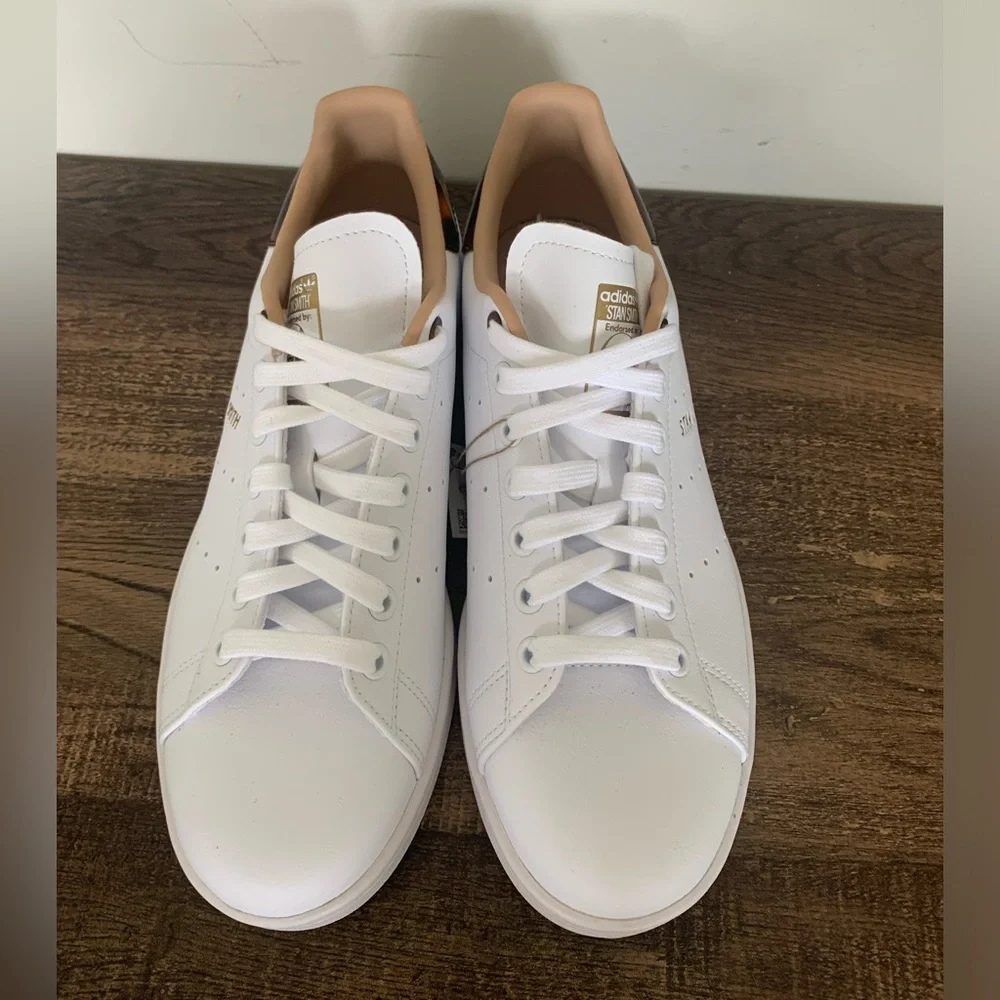 adidas Stan Smith White with Brown Accent Sneakers - Picture 4 of 10